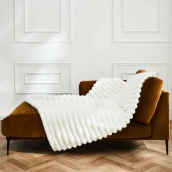 Best Douceur D'Intérieur Plaid Imitation Fourrure Ultra Doux 100% Polyester BOUDOIR Certifié OekoTEX Blanc Naturel
