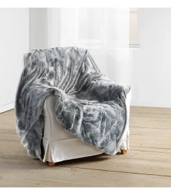 Clearance Douceur D'Intérieur PLAID IMITATION FOURRURE ANTARTIC GRIS - 125x150cm - Gris