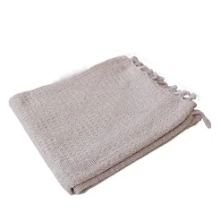 Best Home Maison Plaid jacquard à franges (130x160 cm - Ecru)