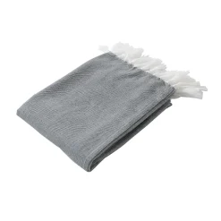 Online Home Maison Plaid jacquard à longues franges (130x150 cm - Gris clair)