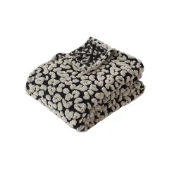 Online Home Maison Plaid jacquard à motif léopard (130x170 cm - Noir)