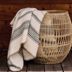 Toison d'Or Plaid laine et mohair à rayure (180x240 cm - Vert sapin)* Plaid Canapé