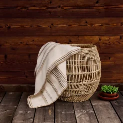 Clearance Toison d'Or Plaid laine et mohair à rayure (180x240 cm - Beige)