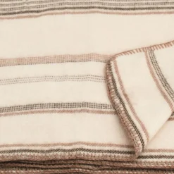Clearance Toison d'Or Plaid laine et mohair à rayure (180x240 cm - Beige)