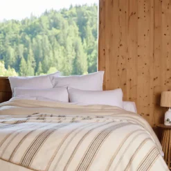 Clearance Toison d'Or Plaid laine et mohair à rayure (180x240 cm - Beige)