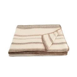 Toison d'Or Plaid laine et mohair à rayure (120x180 cm - Beige)* Plaid Canapé|Plaid