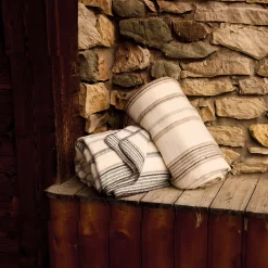 Toison d'Or Plaid laine et mohair à rayure (120x180 cm - Vert sapin)* Plaid Canapé
