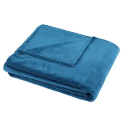 GoodHome Plaid lulu bleu foncé L.180x l.150 cm* Plaid Polaire|Plaid Canapé