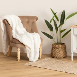 Atmosphera Créateur D'Intérieur Plaid Manoir fausse fourrure - blanc 120x160 cm - Atmosphera* Plaid Canapé|Plaid