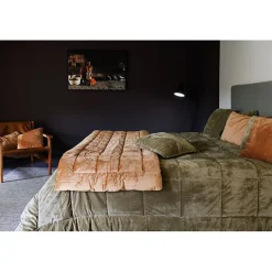 Discount Vent Du Sud Plaid matelassé velours "Moki" 150 x 150 cm - Moki Camel