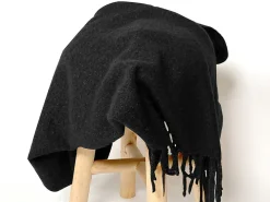 Plaid mohair à frange noir L.150 x l.120 cm* Plaid Polaire|Plaid