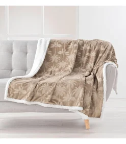 Douceur D'Intérieur Plaid motif palmier 125x150cm - 125x150cm - Taupe* Plaid Canapé