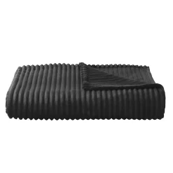 Toison d'Or Plaid polaire - - Effet côtelé en 3D (150x200 cm - Noir)* Plaid Canapé