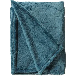Dylrev Plaid Polaire à Motif reliefé géométrique, 220x240cm, Bleu canard,* Plaid Polaire