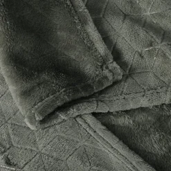 Clearance Dylrev Plaid Polaire à Motif reliefé géométrique, 220x240cm, Gris anthracite,