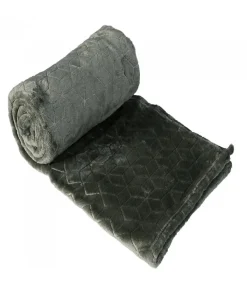 Clearance Dylrev Plaid Polaire à Motif reliefé géométrique, 220x240cm, Gris anthracite,
