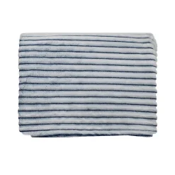 Sensei Maison Plaid polaire côtelé extra doux et chaud Blanc/Denim 150x180 cm KASH* Plaid Canapé|Plaid