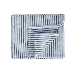 Sensei Maison Plaid polaire côtelé extra doux et chaud Blanc/Denim 150x180 cm KASH* Plaid Canapé|Plaid
