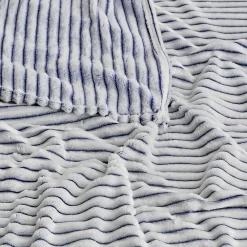 Sensei Maison Plaid polaire côtelé extra doux et chaud Blanc/Denim 150x180 cm KASH* Plaid Canapé|Plaid