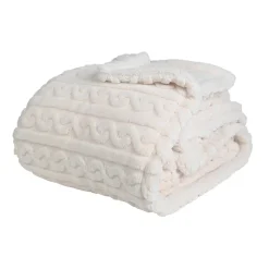 Best Sensei Maison Plaid polaire doux & chaud Ecru 150x180 cm WARM WOOL
