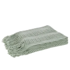 Hot J-Line Plaid tricot en textile vert 143x195x1 cm