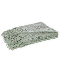 Hot J-Line Plaid tricot en textile vert 143x195x1 cm