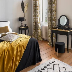 Clearance Atmosphera Créateur D'Intérieur Plaid uni en flanelle - jaune moutarde 180x230 cm - Atmosphera