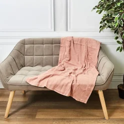 Best Linnea Plaid 120x150 cm collection ECLOSION gaze de coton rose litchi