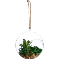 Atmosphera Créateur D'Intérieur Plante artificielle en boule - pot en verre - H17 cm - Vert clair- Atmosphera* Plante Artificielle
