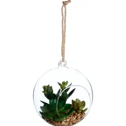 Atmosphera Créateur D'Intérieur Plante artificielle en boule - pot en verre - H17 cm - Vert clair- Atmosphera* Plante Artificielle
