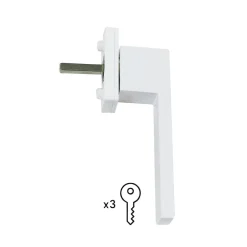 GoodHome Poignée alu carré blanc et 3 clés pour fenêtre pvc* Poignée De Fenêtre