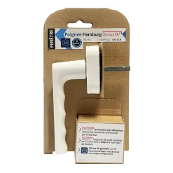 Acbat Poignée alu laqué blanc Hamburg pour fenêtre L.129mm* Poignée De Fenêtre