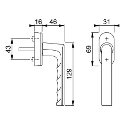 Acbat Poignée alu laqué blanc Hamburg pour fenêtre L.129mm* Poignée De Fenêtre