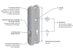 Bricard Poignée blindée Manhattan doré* Poignée De Porte Blindée