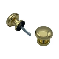 Clearance Hardwarexchange Poignée bouton de Porte en Aluminium D60 mm - couple complet - Laiton poli- lot de 6 boutons