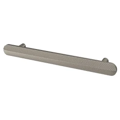 Outlet GoodHome Poignée de meuble arrondi Garlan aluminium effet nickel satin gris l.168mm x l.15mm x H. 27mm entraxe 128mm