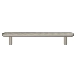 Outlet GoodHome Poignée de meuble arrondi Garlan aluminium effet nickel satin gris l.168mm x l.15mm x H. 27mm entraxe 128mm