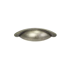Poignée de meuble demi-ronde Rohan effet laiton antique satin doré l.120mm x l.30mm x H. 25mm entraxe 80mm* Poignée De Meuble