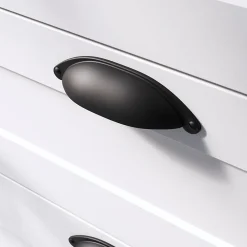GoodHome Poignée de meuble demi-ronde Kilhog mat noir l.120mm x l.30mm x H. 25mm entraxe 80mm* Poignée De Meuble
