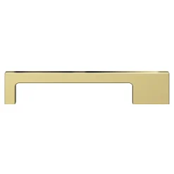Online GoodHome Poignée de meuble Droit Skej aluminium effet laiton satin doré l.158mm x l.7mm x H. 30mm entraxe 128mm