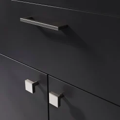 GoodHome Poignée de meuble Droit Skej aluminium effet nickel satin gris l.126mm x l.7mm x H. 30mm entraxe 96mm* Poignée De Meuble