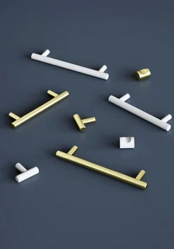 Best GoodHome Poignée de meuble en T Dizel acier mat blanc l.168mm x l.12mm x H. 35mm entraxe 128mm