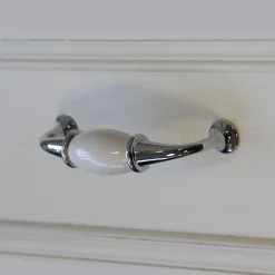 Sale GoodHome Poignée de meuble porcelaine blanc 96mm