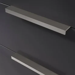 GoodHome Poignée de meuble Incurvé Skej aluminium effet nickel satin gris l.152mm x l.19mm x H. 35mm entraxe 128mm* Poignée De Meuble