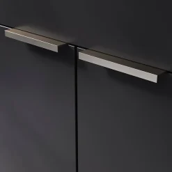 Outlet GoodHome Poignée de meuble Incurvé Skej aluminium effet nickel satin gris l.120mm x l.19mm x H. 35mm entraxe 96mm