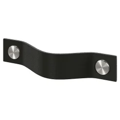 Sale GoodHome Poignée de meuble nœud Hezo cuir et métal satin noir l.123mm x H. 24mm entraxe 96mm
