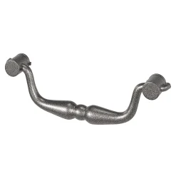 Outlet GoodHome Poignée de meuble nœud Kilhog effet étain satin gris l.113mm x H. 33mm entraxe 96mm