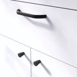 GoodHome Poignée de meuble nœud Irvil aluminium mat noir l.142mm x l.12mm x H. 30mm entraxe 128mm* Poignée De Meuble