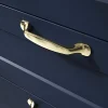 Sale GoodHome Poignée de meuble nœud Govlin aluminium effet laiton doré l.131mm x l.19mm x H. 24mm entraxe 96mm