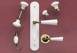 GoodHome Poignée de meuble nœud Porcelaine Vras blanc 96mm* Poignée De Meuble